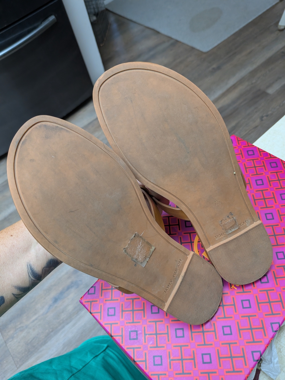 Tory Burch Miller Logo Thong Sandals in Bourbon Brown - Picture 4 of 4